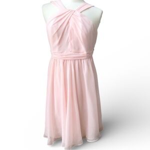 David’s Bridal Petal  Pink Tea Length Dress Halter Style Top Size 6 Bridesmaid